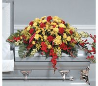 Classic Red and Yellow Casket Spray 